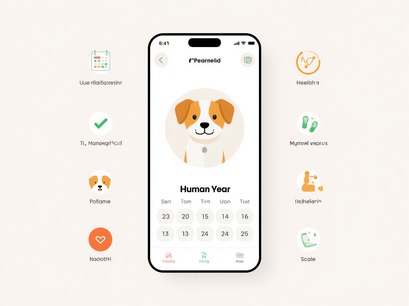 Ilustración de un perro con calendario, línea de tiempo y datos de salud para explicar la edad canina.jpg
